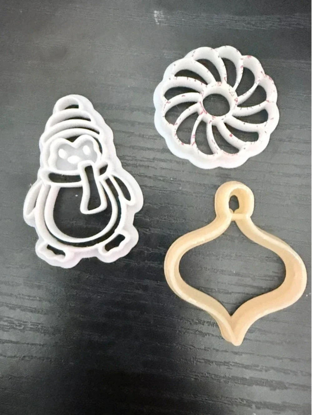 Set of 3 3D-Printed Polymer Clay Cutters for Handmade Earrings – Snowman, Floral